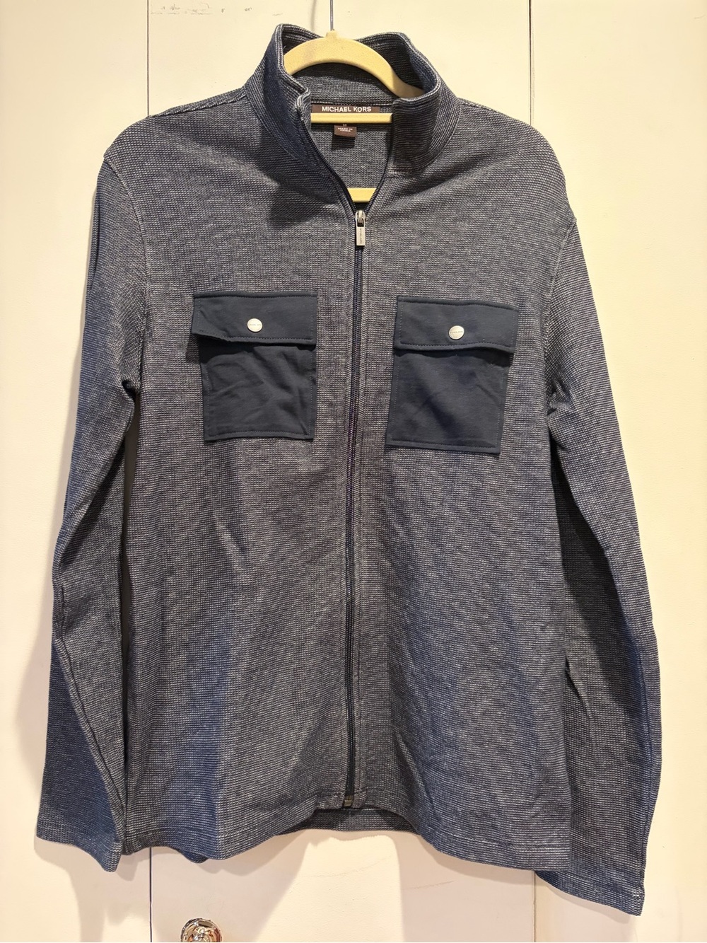 NWT Michael Kors Men’s Cotton Zipup Sweater Jacket Navy Blue M
